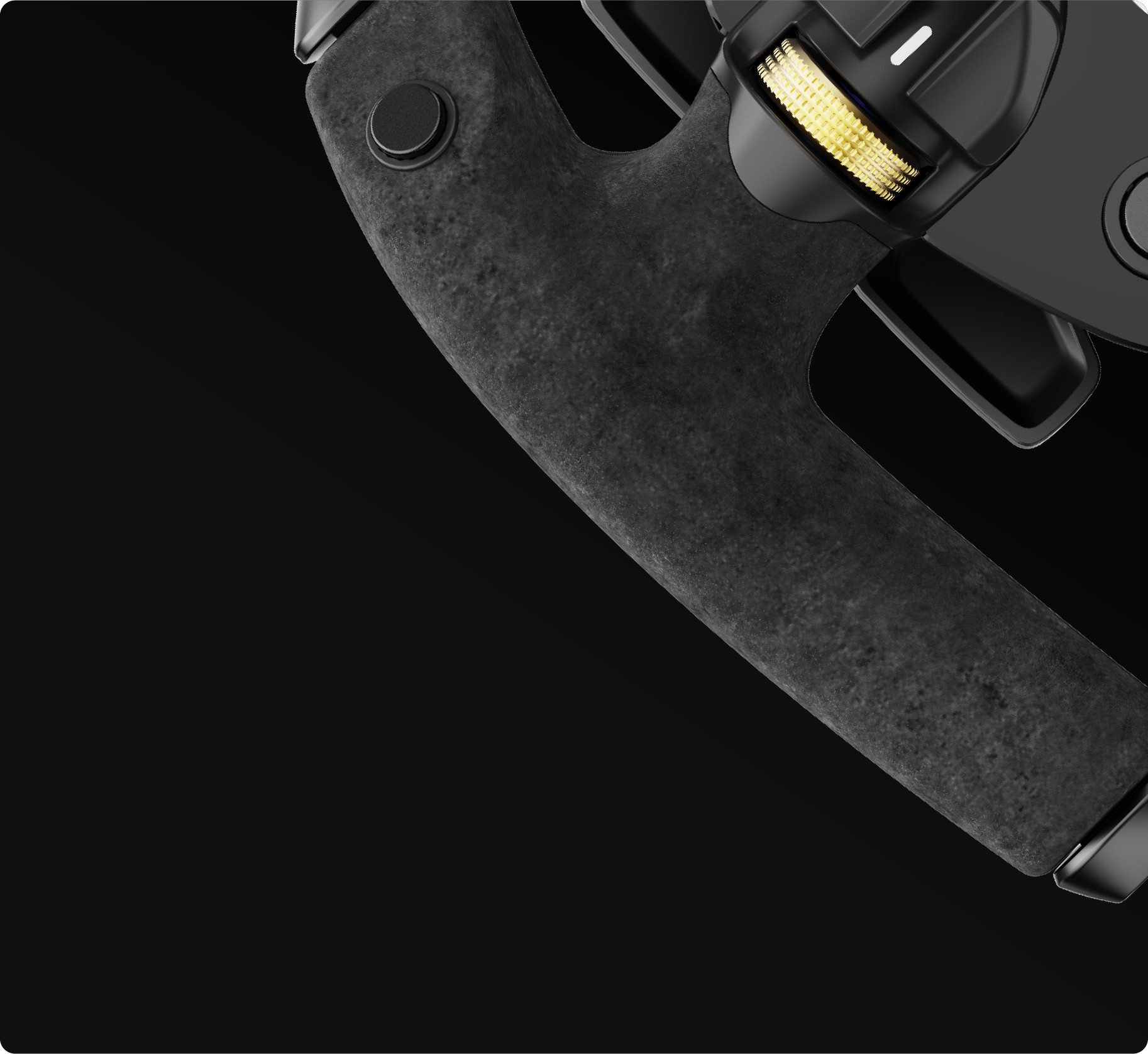 Ergonomic grip texture detail on the MOZA Mission R Steering Wheel